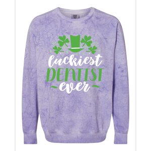 Luckiest Dentist Ever St Patricks Day Gift Cool Gift Colorblast Crewneck Sweatshirt