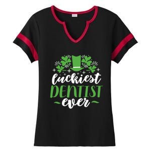 Luckiest Dentist Ever St Patricks Day Gift Cool Gift Ladies Halftime Notch Neck Tee