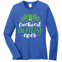 Luckiest Dentist Ever St Patricks Day Gift Cool Gift Ladies Long Sleeve Shirt