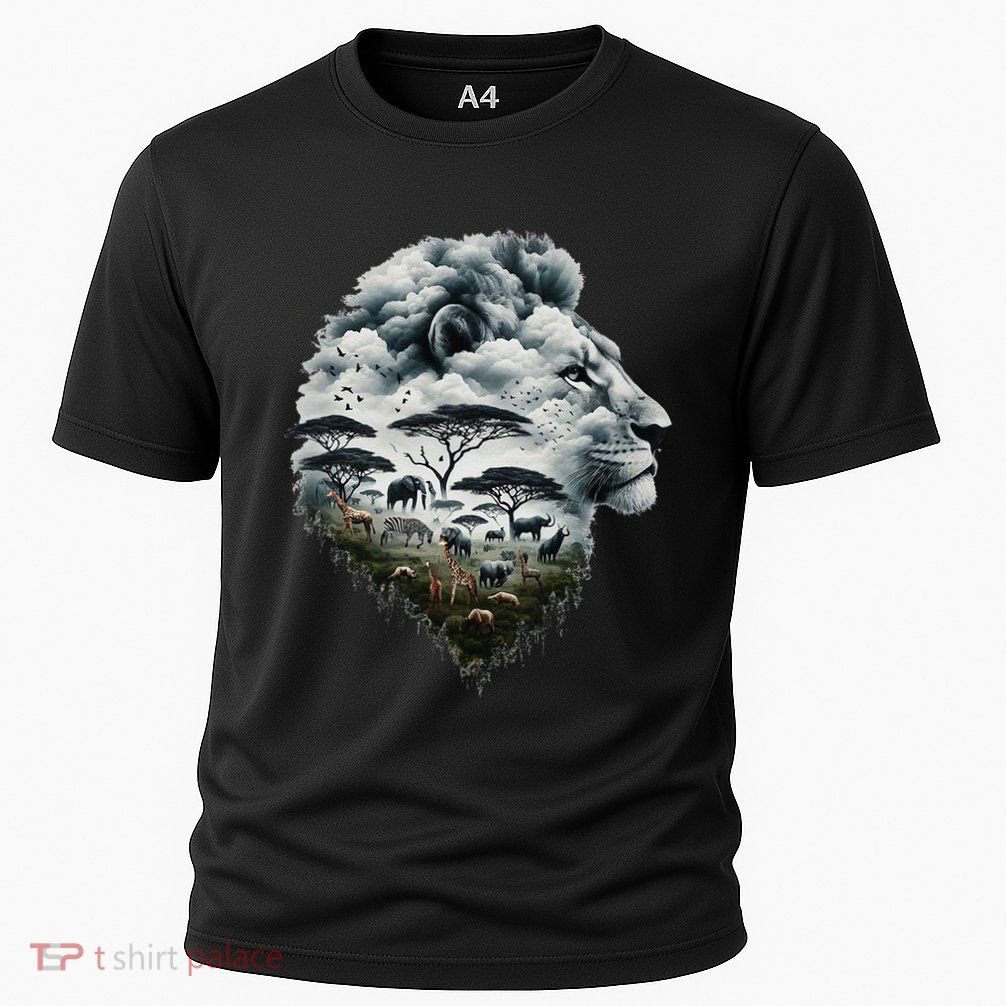 Lion Double Exposures Wildlife African Animal Safari Cooling Performance Crew T-Shirt