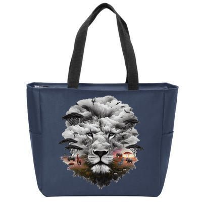 Lion Double Exposures Wildlife Animal African Safari Guide Zip Tote Bag