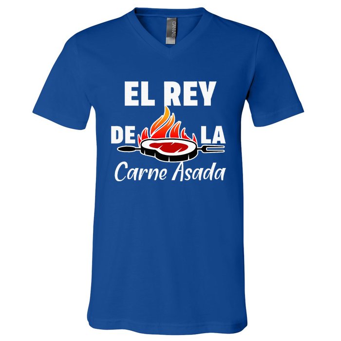 Latino Dad El Rey De La Carne Asada V-Neck T-Shirt