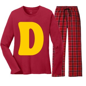 Letter D Funny Chipmunk Group Matching Halloween Costume Women's Long Sleeve Flannel Pajama Set 