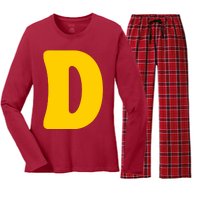 Letter D Funny Chipmunk Group Matching Halloween Costume Women's Long Sleeve Flannel Pajama Set 