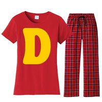 Letter D Funny Chipmunk Group Matching Halloween Costume Women's Flannel Pajama Set