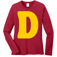 Letter D Funny Chipmunk Group Matching Halloween Costume Ladies Long Sleeve Shirt