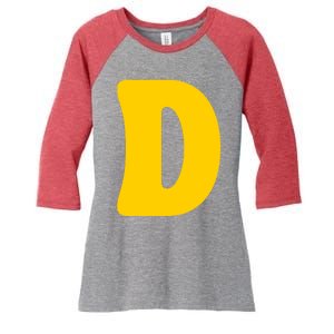 Letter D Funny Chipmunk Group Matching Halloween Costume Women's Tri-Blend 3/4-Sleeve Raglan Shirt