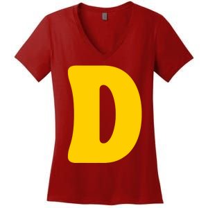 Letter D Funny Chipmunk Group Matching Halloween Costume Women's V-Neck T-Shirt