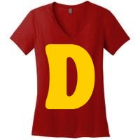 Letter D Funny Chipmunk Group Matching Halloween Costume Women's V-Neck T-Shirt