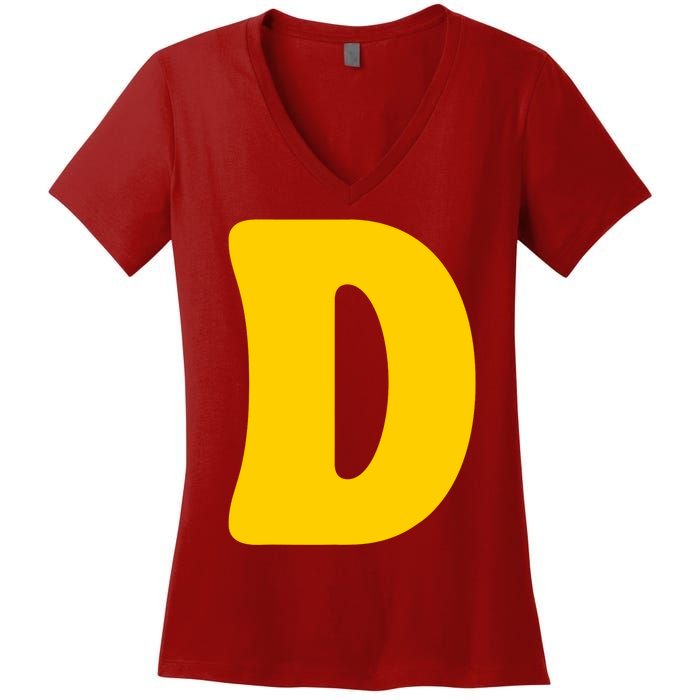 Letter D Funny Chipmunk Group Matching Halloween Costume Women's V-Neck T-Shirt