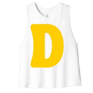 Letter D Funny Chipmunk Group Matching Halloween Costume Women's Racerback Cropped Tank