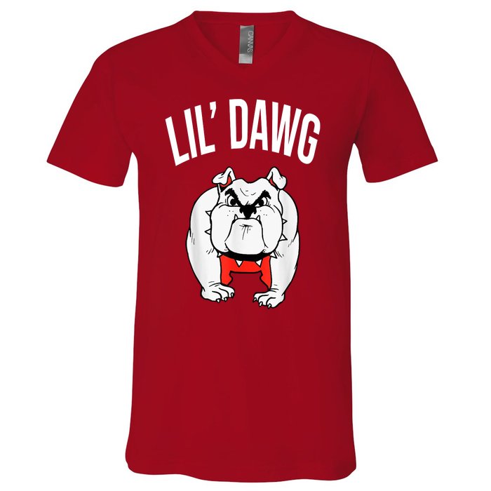 Lil' Dawg Football Fan V-Neck T-Shirt