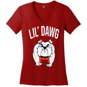 Lil' Dawg Football Fan Women's V-Neck T-Shirt