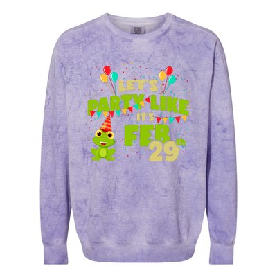 Leap Day February 29th Frog Birthday Party Cute Year Gift Colorblast Crewneck Sweatshirt