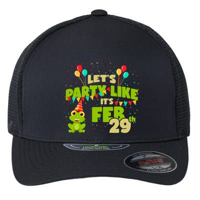 Leap Day February 29th Frog Birthday Party Cute Year Gift Flexfit Unipanel Trucker Cap