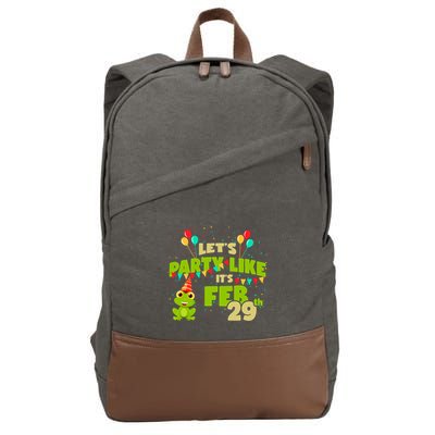 Leap Day February 29th Frog Birthday Party Cute Year Gift Cotton Canvas Backpack