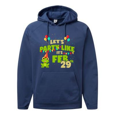 Leap Day February 29th Frog Birthday Party Cute Year Gift Performance Fleece Hoodie