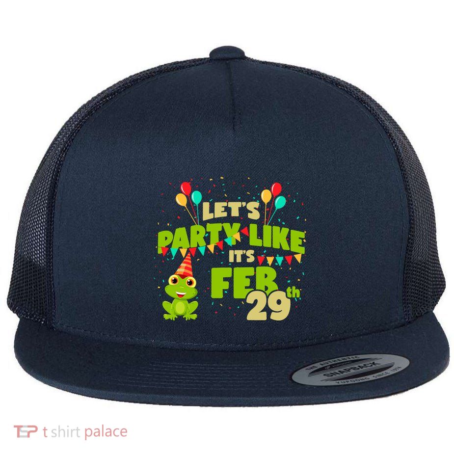 Leap Day February 29th Frog Birthday Party Cute Year Gift Flatbill Hat