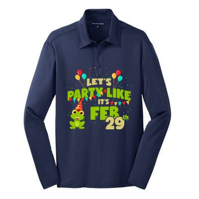 Leap Day February 29th Frog Birthday Party Cute Year Gift Silk Touch Performance Long Sleeve Polo