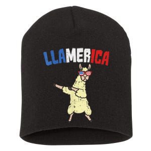 Llamerica Dance Flossing Llama 4th Of July Short Acrylic Beanie