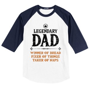 Legendary Dad Funny Father Taker Of Naps Fathers Day Gift Gift Baseball Sleeve Shirt