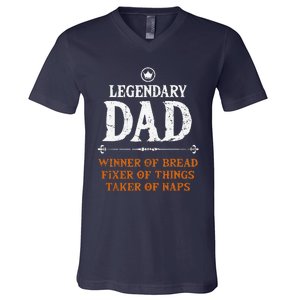 Legendary Dad Funny Father Taker Of Naps Fathers Day Gift V-Neck T-Shirt