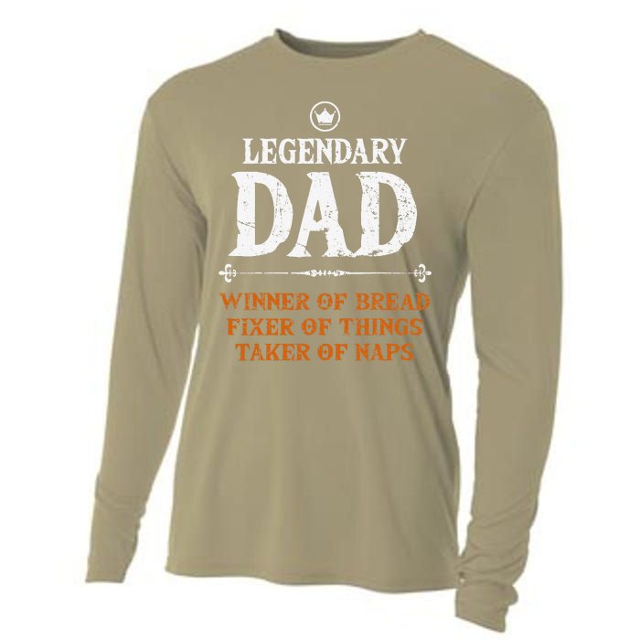 Legendary Dad Funny Father Taker Of Naps Fathers Day Gift Cooling Performance Long Sleeve Crew