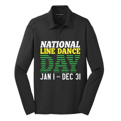 Line Dance Funny National Line Dance Day Silk Touch Performance Long Sleeve Polo