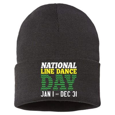 Line Dance Funny National Line Dance Day Sustainable Knit Beanie