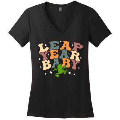 Leap Day Frog Birthday Gift Women's V-Neck T-Shirt