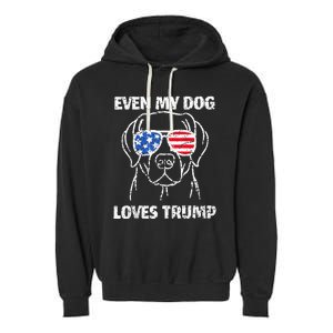 Labrador Dog Flag Sunglasses Even My Dog Loves Trump 2024 Garment-Dyed Fleece Hoodie