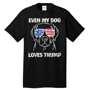 Labrador Dog Flag Sunglasses Even My Dog Loves Trump 2024 Tall T-Shirt