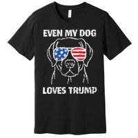 Labrador Dog Flag Sunglasses Even My Dog Loves Trump 2024 Premium T-Shirt