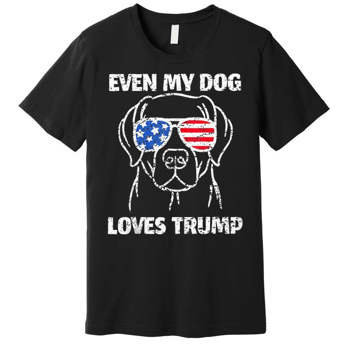 Labrador Dog Flag Sunglasses Even My Dog Loves Trump 2024 Premium T-Shirt