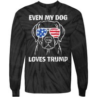 Labrador Dog Flag Sunglasses Even My Dog Loves Trump 2024 Tie-Dye Long Sleeve Shirt