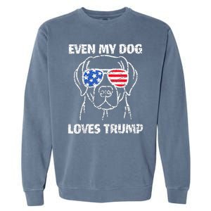 Labrador Dog Flag Sunglasses Even My Dog Loves Trump 2024 Garment-Dyed Sweatshirt