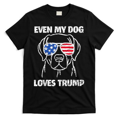 Labrador Dog Flag Sunglasses Even My Dog Loves Trump 2024 T-Shirt