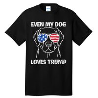 Labrador Dog Flag Sunglasses Even My Dog Loves Trump 2024 Tall T-Shirt