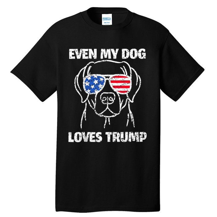 Labrador Dog Flag Sunglasses Even My Dog Loves Trump 2024 Tall T-Shirt