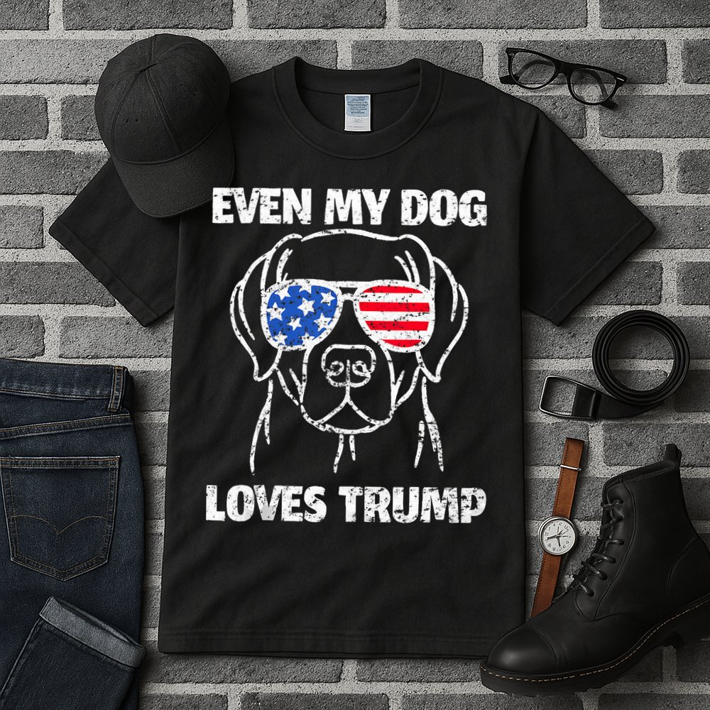 Labrador Dog Flag Sunglasses Even My Dog Loves Trump 2024 Tall T-Shirt