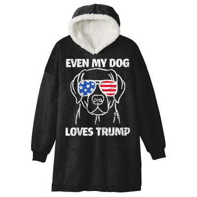 Labrador Dog Flag Sunglasses Even My Dog Loves Trump 2024 Hooded Wearable Blanket