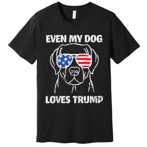 Labrador Dog Flag Sunglasses Even My Dog Loves Trump 2024 Premium T-Shirt