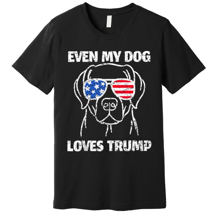 Labrador Dog Flag Sunglasses Even My Dog Loves Trump 2024 Premium T-Shirt