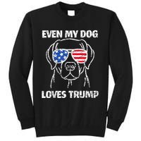 Labrador Dog Flag Sunglasses Even My Dog Loves Trump 2024 Tall Sweatshirt