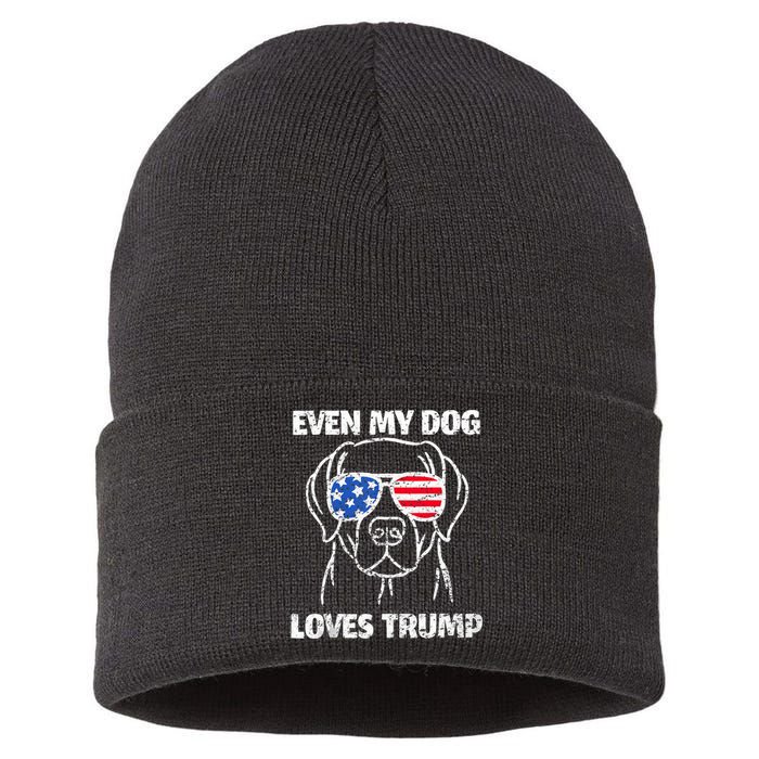 Labrador Dog Flag Sunglasses Even My Dog Loves Trump 2024 Sustainable Knit Beanie