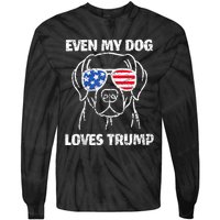 Labrador Dog Flag Sunglasses Even My Dog Loves Trump 2024 Tie-Dye Long Sleeve Shirt