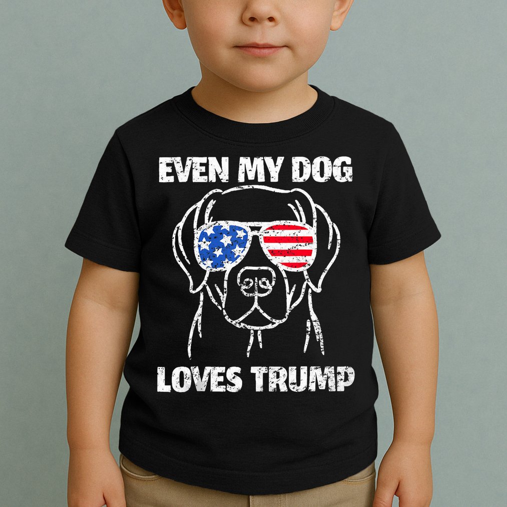 Labrador Dog Flag Sunglasses Even My Dog Loves Trump 2024 Toddler T-Shirt