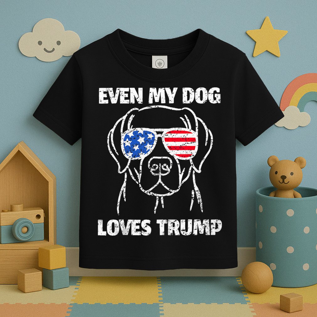 Labrador Dog Flag Sunglasses Even My Dog Loves Trump 2024 Toddler T-Shirt