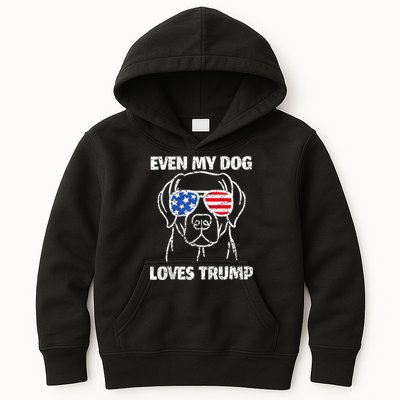 Labrador Dog Flag Sunglasses Even My Dog Loves Trump 2024 Kids Hoodie