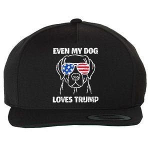 Labrador Dog Flag Sunglasses Even My Dog Loves Trump 2024 Wool Snapback Cap